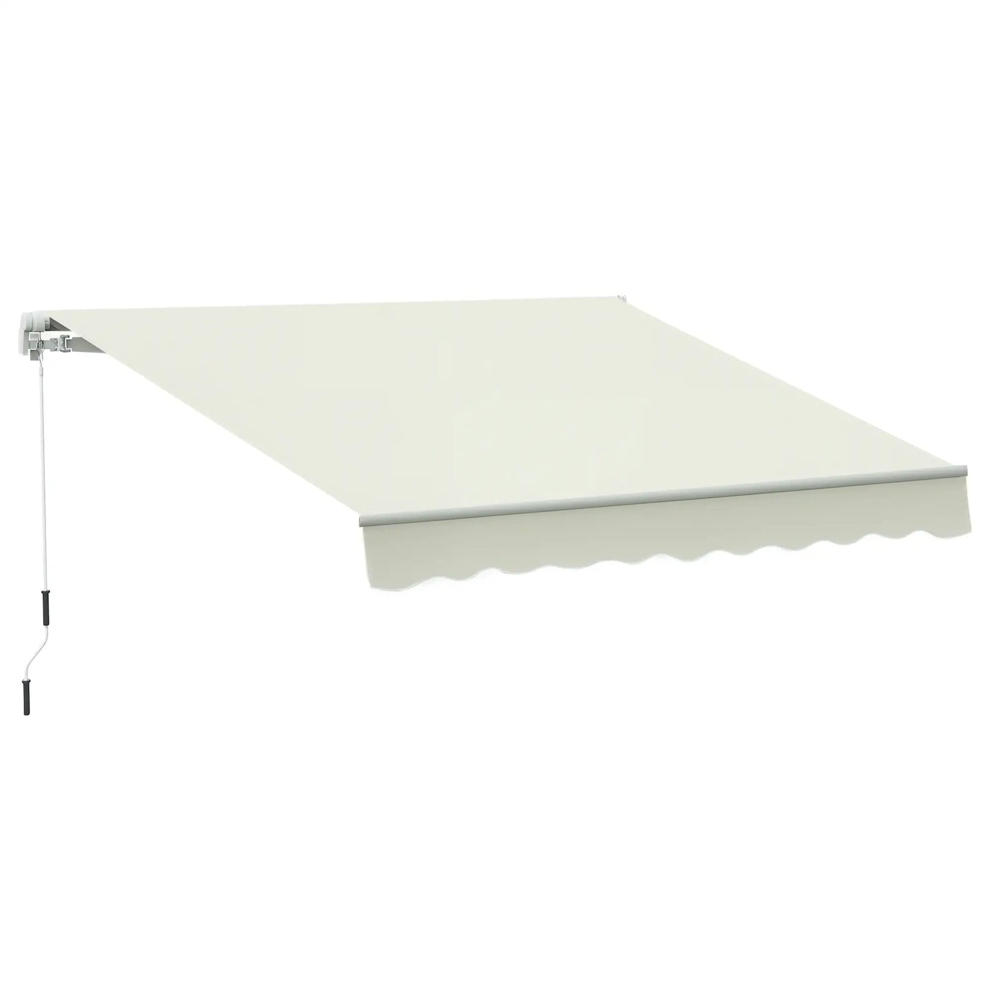 10' x 8' Manual Retractable Awning, Sun Shade Canopy, Aluminum Frame, UV Protection, Cream White Deck Awnings Cream at Gallery Canada