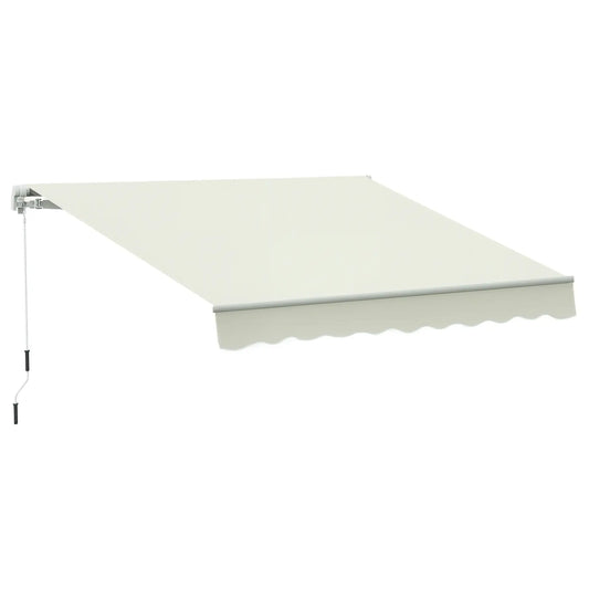 10' x 8' Manual Retractable Awning, Sun Shade Canopy, Aluminum Frame, UV Protection, Cream White Deck Awnings Cream at Gallery Canada