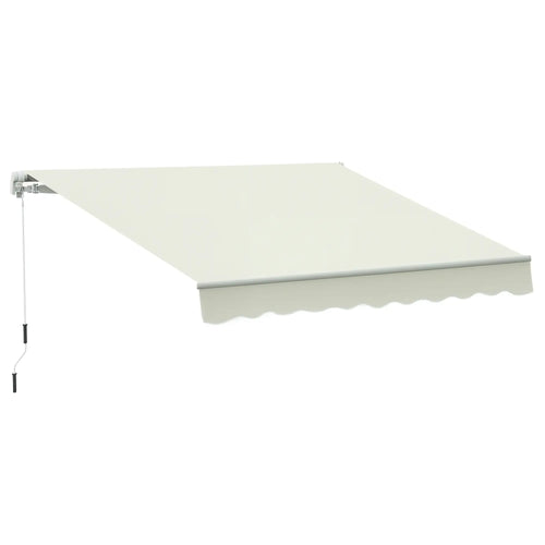 10' x 8' Manual Retractable Awning, Sun Shade Canopy, Aluminum Frame, UV Protection, Cream White