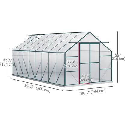 16' x 8' Aluminum Polycarbonate Greenhouse, Walk-In, Adjustable Roof Vent, Green Walk In Greenhouses at Gallery Canada
