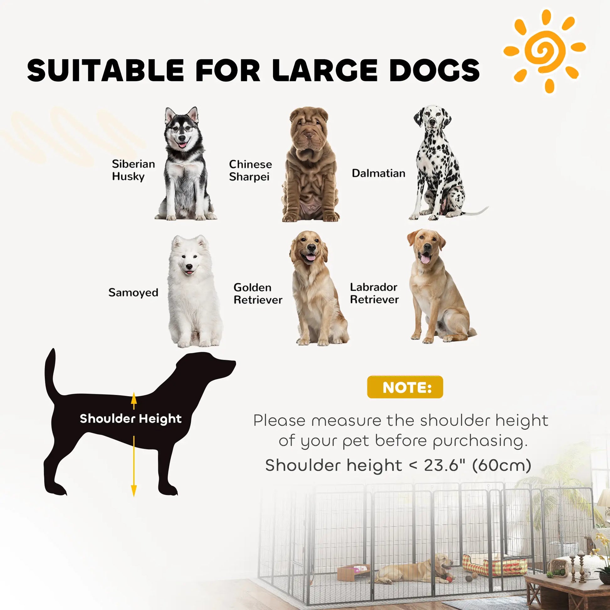 16 Panels Dog Playpen, Portable, for Large Dogs, 47" Height Houses, Kennels & Pens at Gallery Canada