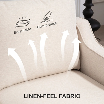 3 Seater Sofa, Modern Linen Couch, Pocket Spring, Thick Padded, Beige 3-Seater Sofas at Gallery Canada