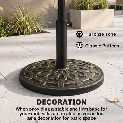 26 lbs Resin Umbrella Base, Round Market Parasol Holder, Φ1.5", Φ1.89" Pole, Bronze Umbrella Bases at Gallery Canada