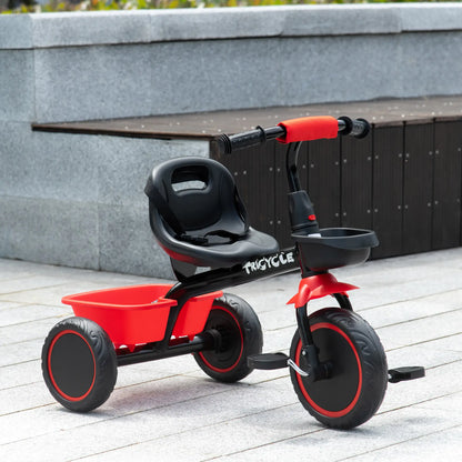 Large Kids Tricycle, Adjustable Seat, Safety Belt, 2 Storage Baskets, Red Tricycles for Kids at Gallery Canada