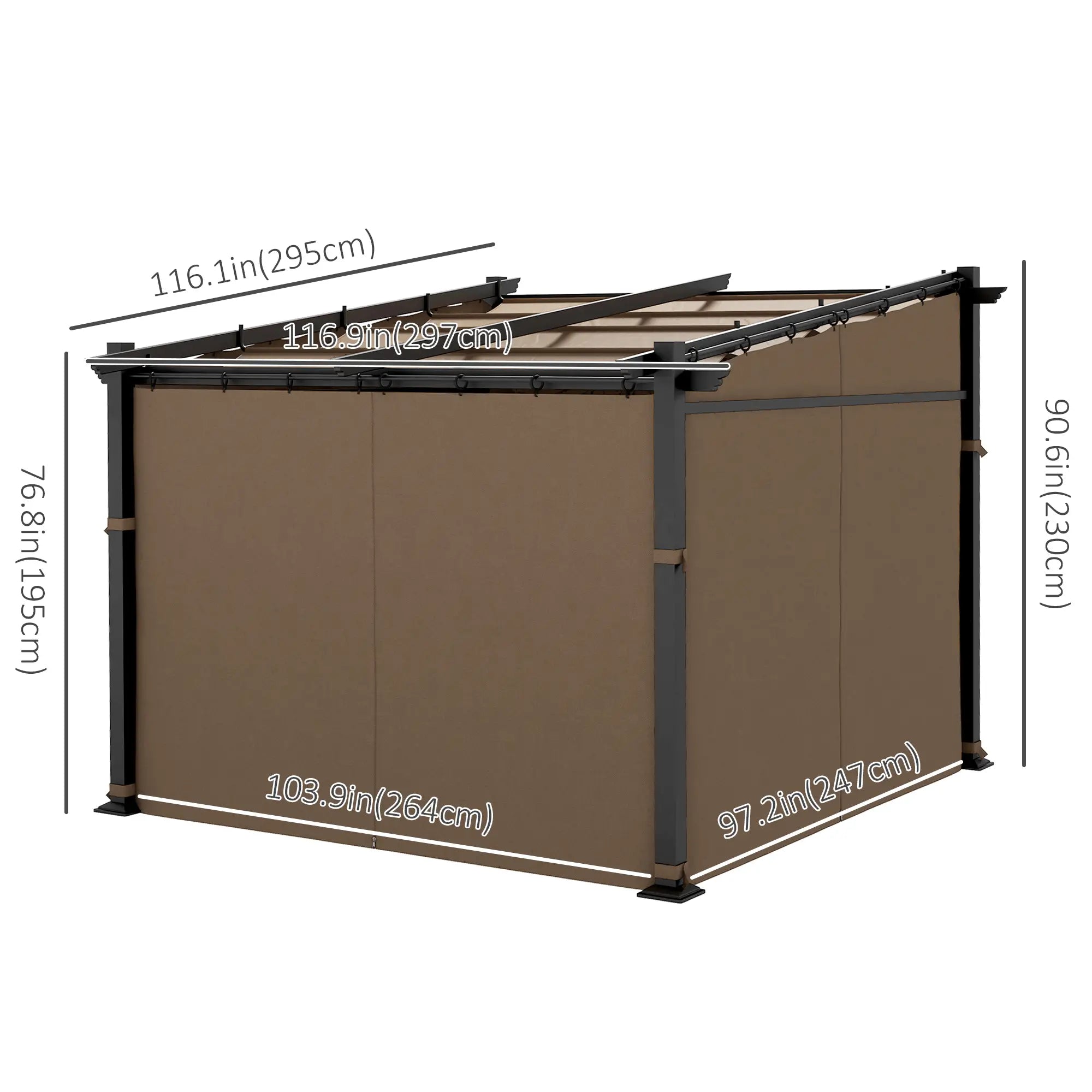 Metal Pergola, Sliding Roof Canopy, Retractable, 10' x 10', Coffee Pergolas at Gallery Canada