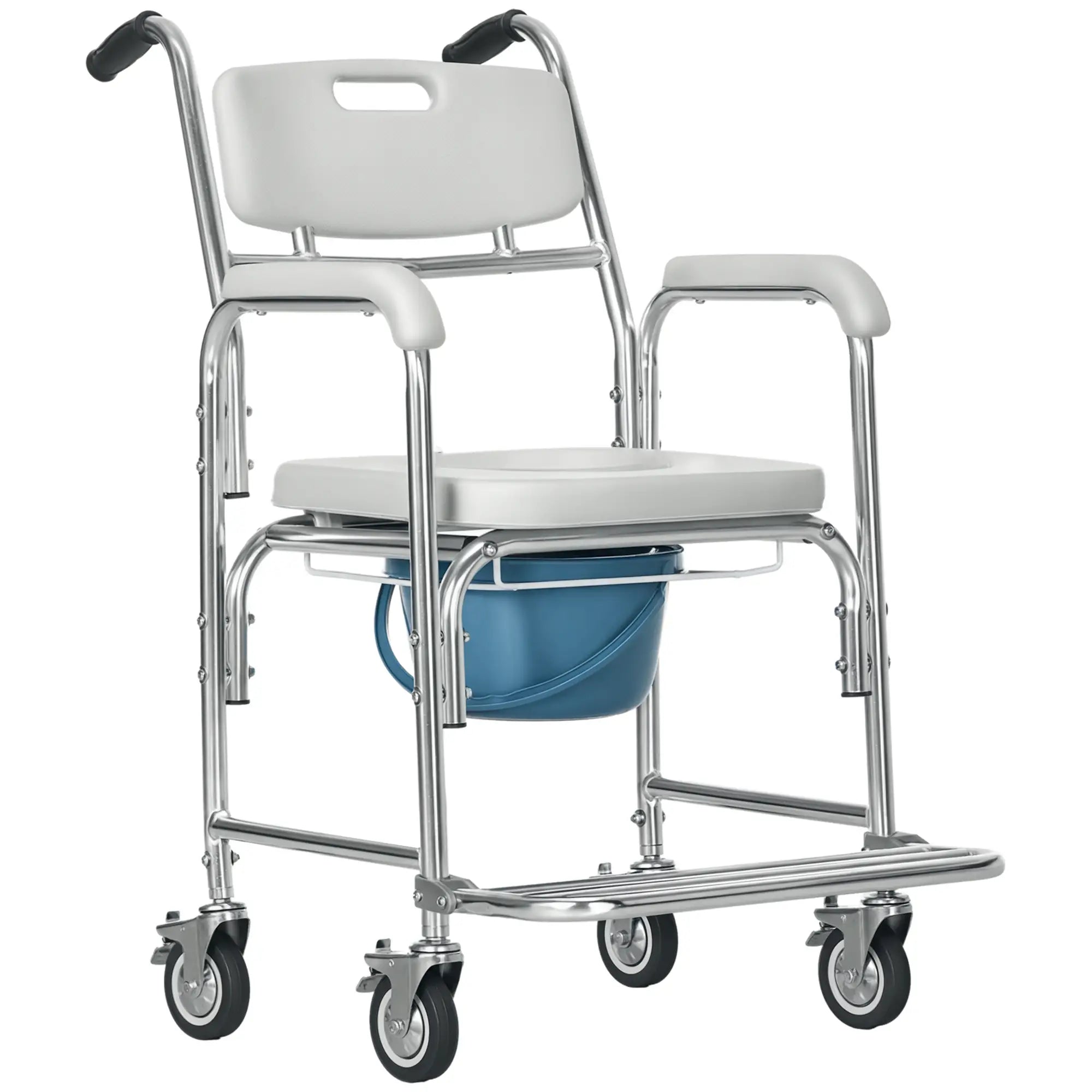 3-in-1 Shower Commode Wheelchair, Padded Seat, Elderly Disabled Transport Chair Bath Chairs at Gallery Canada