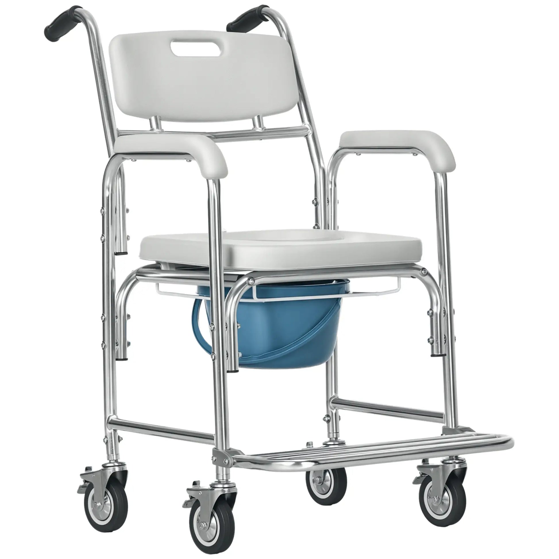 3-in-1 Shower Commode Wheelchair, Padded Seat, Elderly Disabled Transport Chair Bath Chairs at Gallery Canada