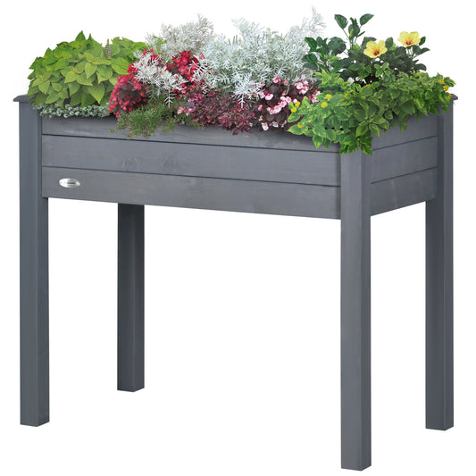 34"x18"x30" Wooden Raised Garden Bed, Elevated Planter Box with Legs, Dark Grey Raised Garden Beds Dark Grey at Gallery Canada