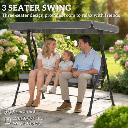 3-Person Patio Swing Chair With Canopy, Light Grey Porch Swings with Canopy at Gallery Canada