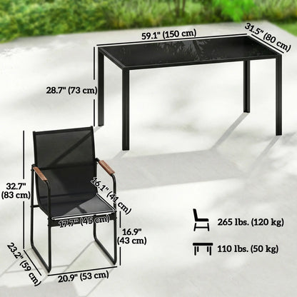 7 Piece Outdoor Dining Set, Glass Patio Table And Chairs, Black Outdoor Dining Sets at Gallery Canada