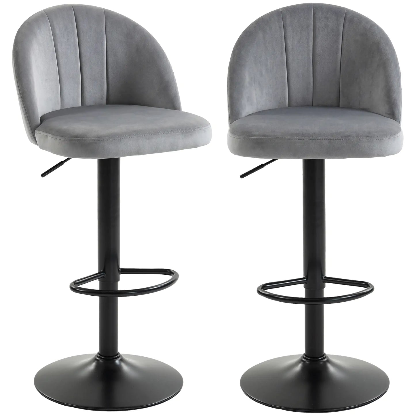 Swivel Counter Height Barstools Set of 2, Grey Bar Stools Grey, Black at Gallery Canada