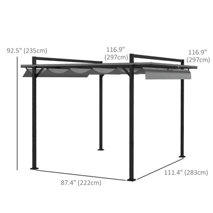 10' x 10' Retractable Pergola, Garden Gazebo, Dark Grey Pergolas at Gallery Canada