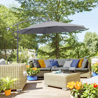 Deluxe Patio Umbrella, Φ10', Offset Sunshade, Crank, Grey Cantilever Umbrellas at Gallery Canada