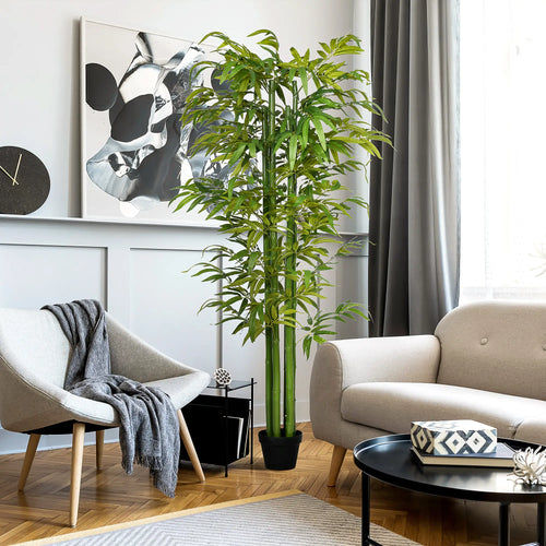 6 FT Artificial Bamboo Tree in Pot, Home Office Decor, Green