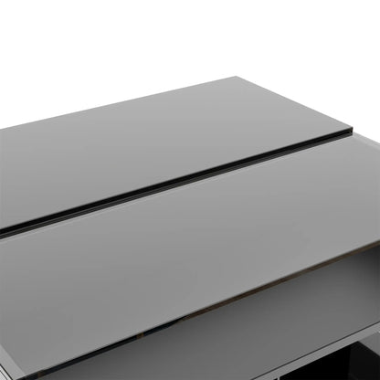 Glass Top LED Coffee Table, Storage Drawer, Adjustable Height, 26" L x 21.5" W x 21.5" H, Black Coffee Tables at Gallery Canada