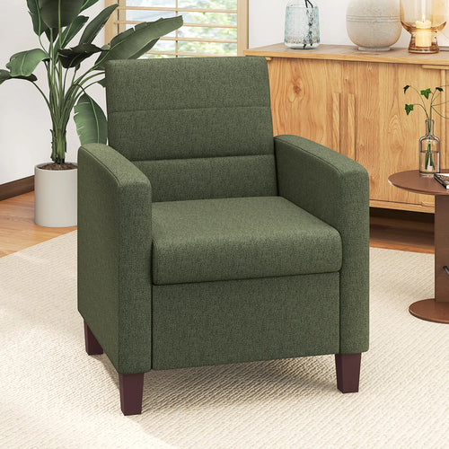 Modern Fabric Accent Chair, Seat Cushion, Non-Slip Pads, Dark Green