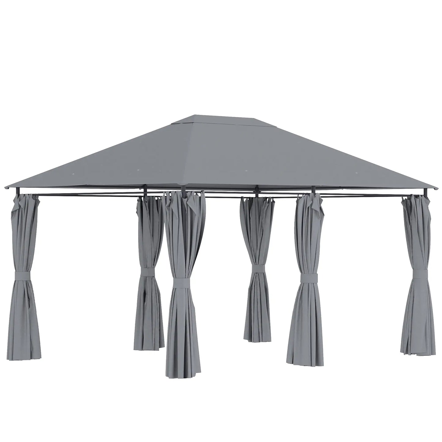 13'x10' Steel Patio Gazebo, Soft Top, 6 Removable Curtains, Grey Gazebos at Gallery Canada