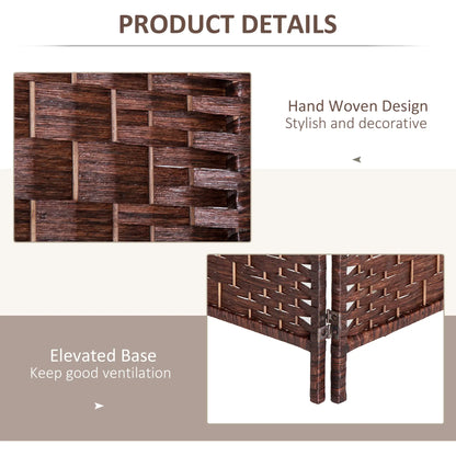 6ft Folding Room Divider, 4 Panel Wooden Frame, Brown Room Dividers at Gallery Canada