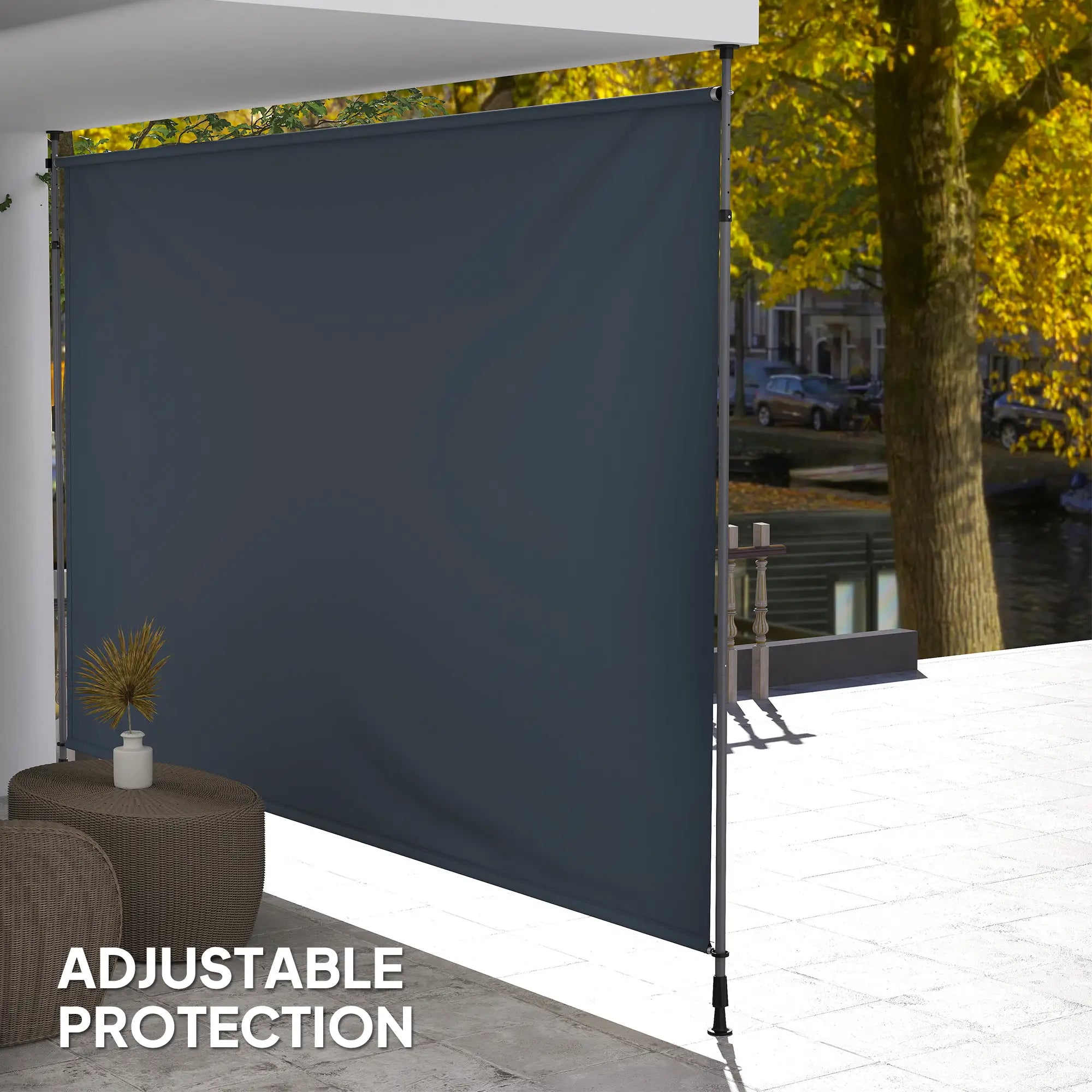 13' x 10' Manual Retractable Patio Awning, UPF30+ Water-Resistant, Dark Grey Patio Awnings at Gallery Canada