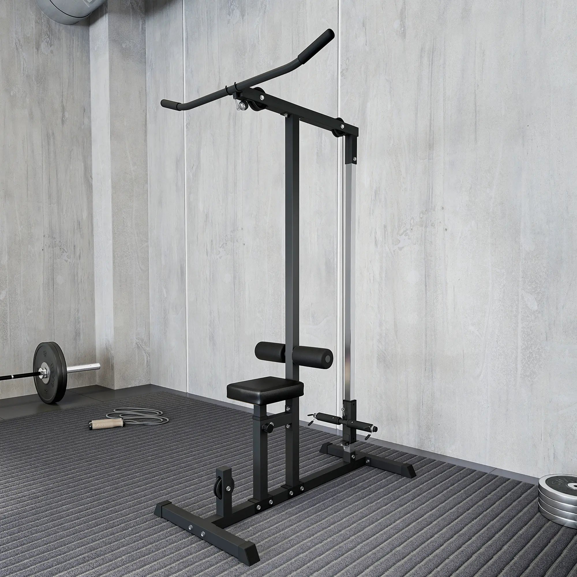 Lat Pull Down Machine, High Low Pulley Station, Adjustable Seat, Home Gym Power Towers at Gallery Canada