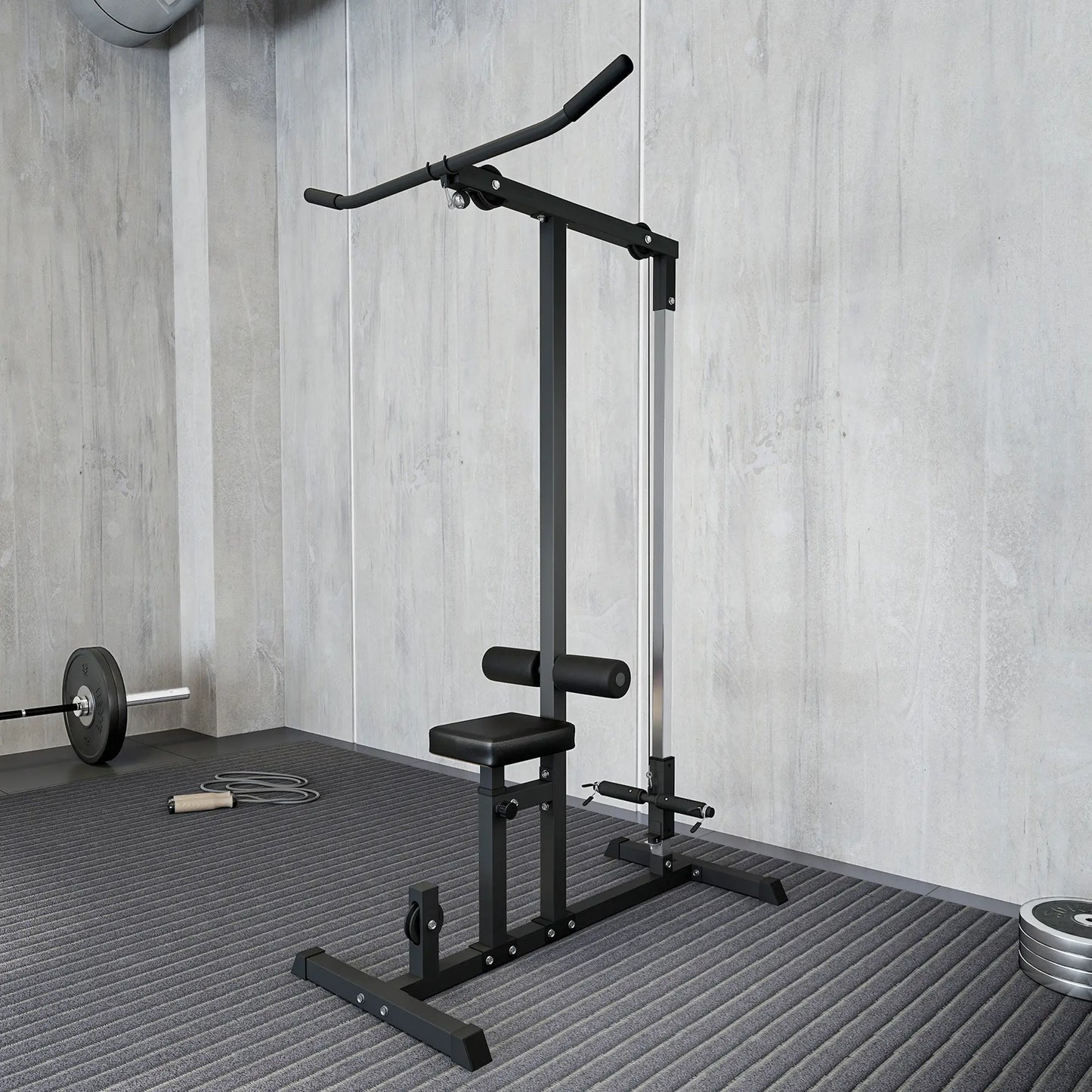 Lat Pull Down Machine, High Low Pulley Station, Adjustable Seat, Home Gym Power Towers at Gallery Canada