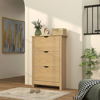 Shoe Storage Cabinet, 3 Flip Drawers, Adjustable Shelves, 18 Pairs, Natural Wood Shoe Storage Cabinets & Racks at Gallery Canada
