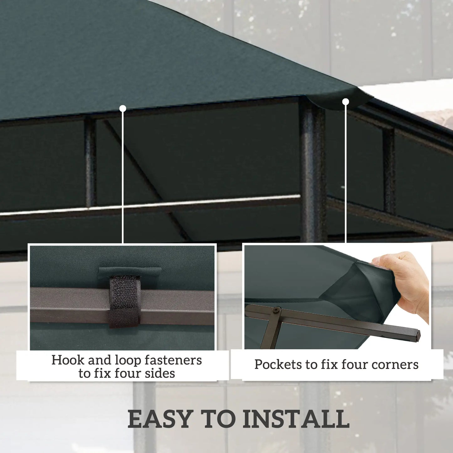 10' x 10' Square Gazebo Canopy, UV Protected, Sun Shade, Grey Gazebo Canopy Replacement at Gallery Canada