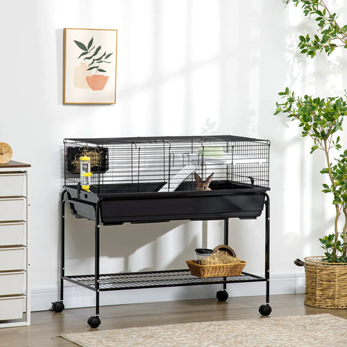 Small Animal Cage, Rolling Rabbit Hutch, Deluxe Pet Habitat