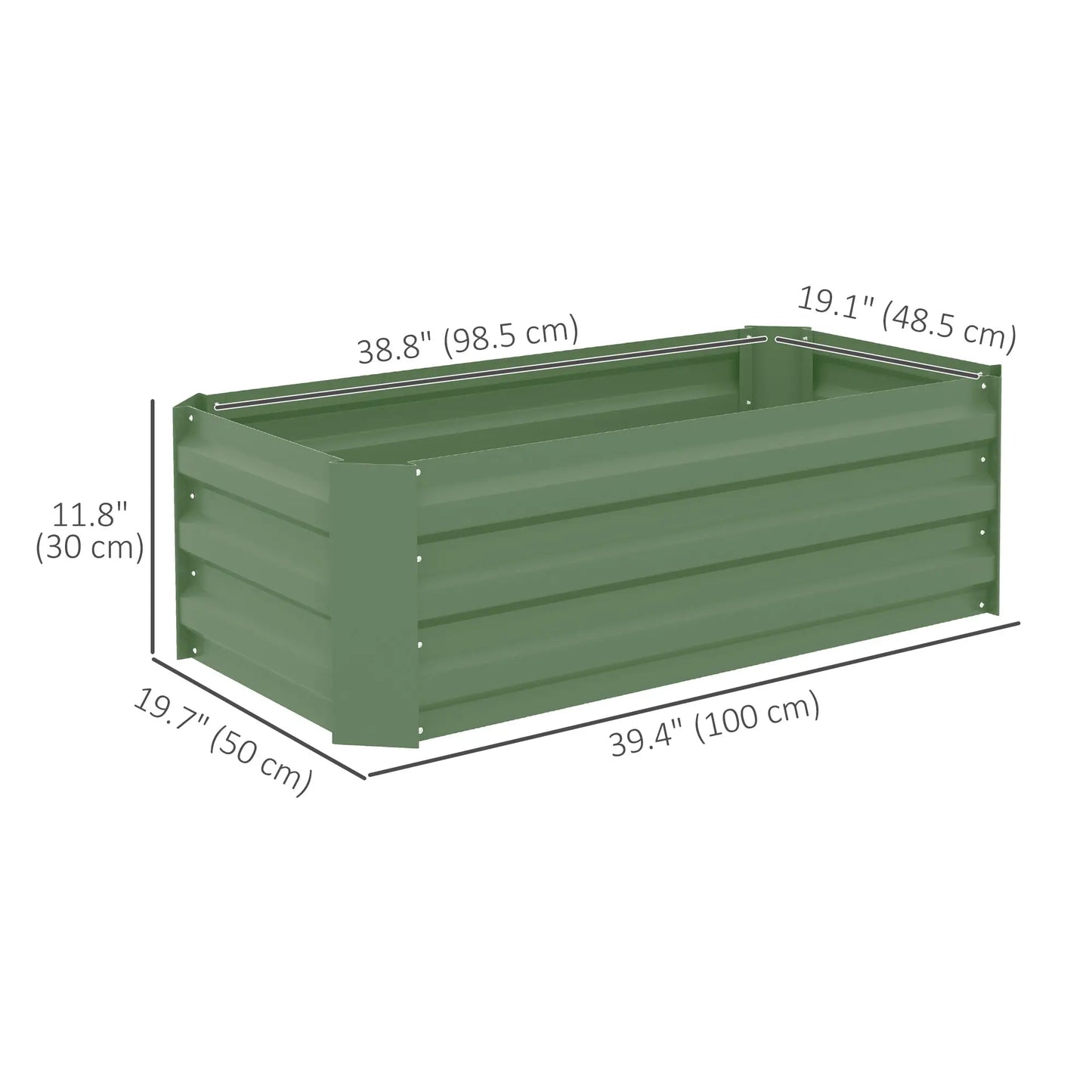 Steel Raised Garden Bed Set, 39"x20"x12", Green