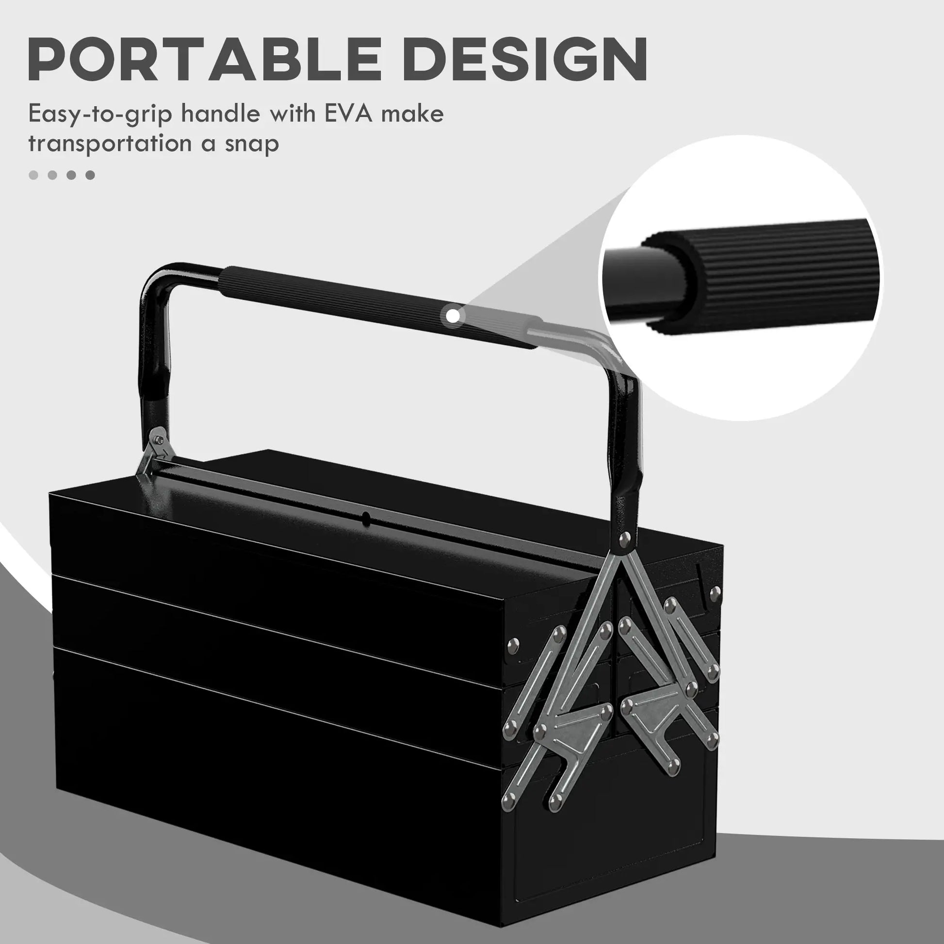18 Inches Metal Tool Box, 5-Tray Cantilever Steel Chest, Black Tool Organizers at Gallery Canada