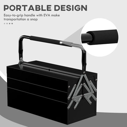 18 Inches Metal Tool Box, 5-Tray Cantilever Steel Chest, Black Tool Organizers at Gallery Canada