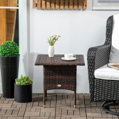 Wicker Patio Coffee Table With Plastic Board, 20", Mixed Brown Patio Side Tables at Gallery Canada