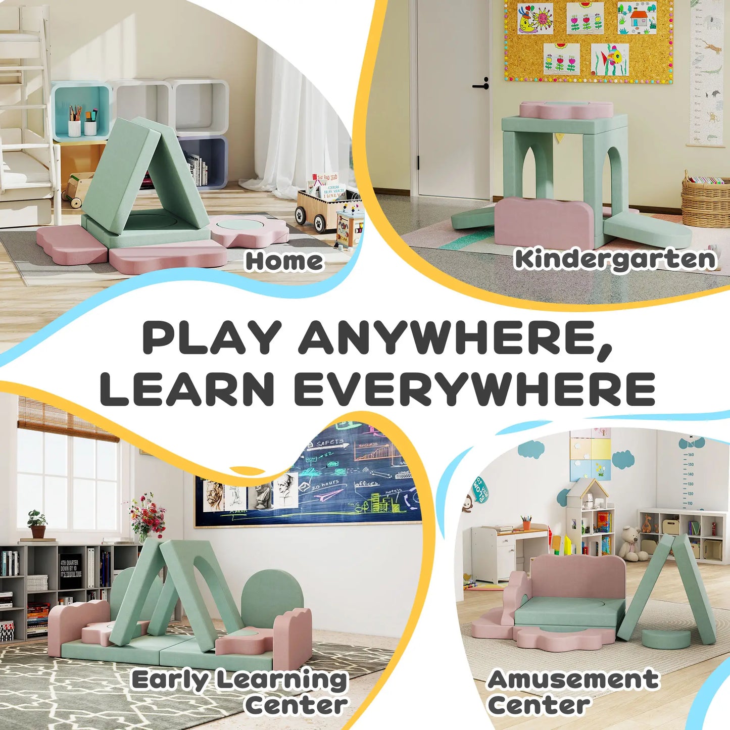 12-Piece Climbing Toys for Toddlers, Indoor Play Set, Green Kids Gym & Playmats at Gallery Canada