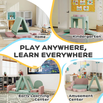 12-Piece Climbing Toys for Toddlers, Indoor Play Set, Green Kids Gym & Playmats at Gallery Canada