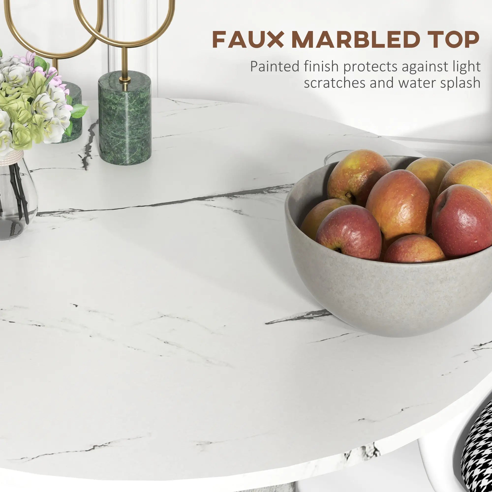 Round Dining Table, Faux Marble Top, Steel Base, Small Kitchen Table, White Bar Tables & Dining Tables at Gallery Canada