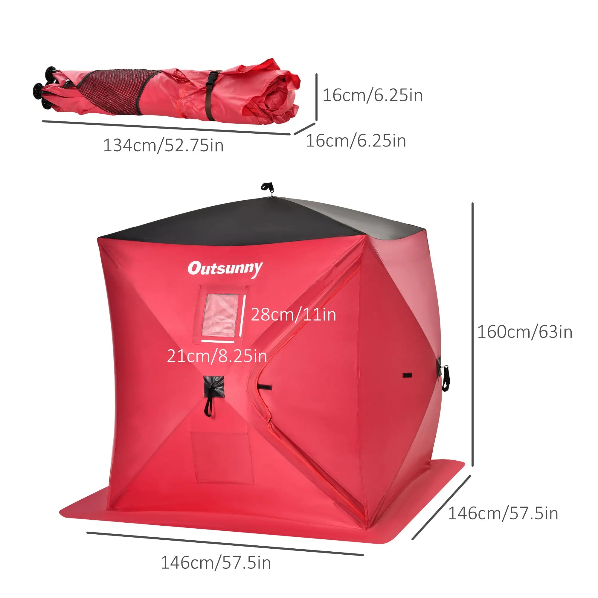 2 Person Pop Up Ice Fishing Tent, with Carry Bag, Red Ice Fishing Tents at Gallery Canada