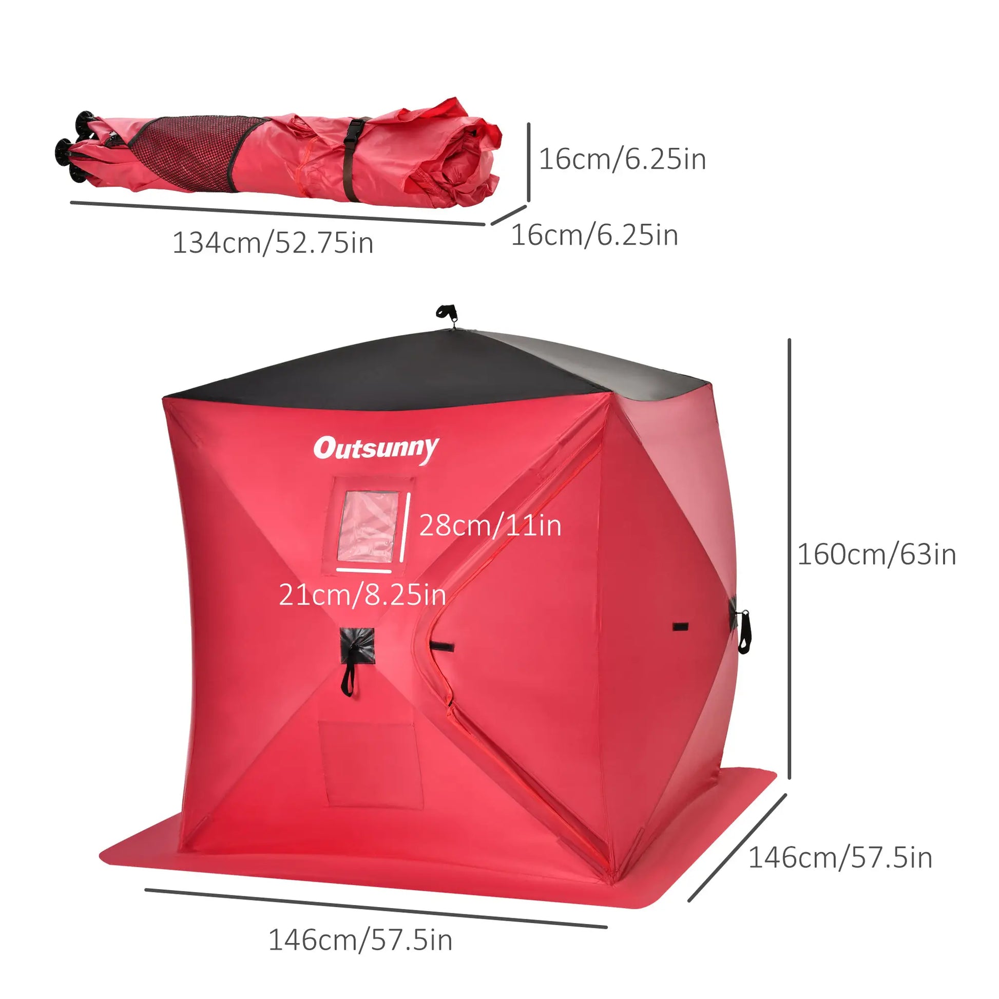 2 Person Pop Up Ice Fishing Tent, with Carry Bag, Red Ice Fishing Tents at Gallery Canada