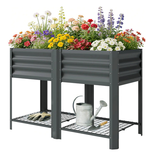 Raised Garden Bed With Legs, 31.5", Elevated Planter Box, Dark Grey Elevated Garden Beds Dark Grey at Gallery Canada