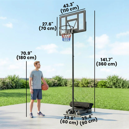 Adjustable Basketball Hoop Stand, 4.4-10 Ft, Shatterproof Backboard, Weight Bag Basketball at Gallery Canada