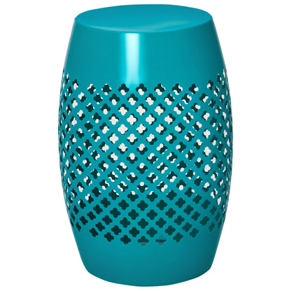 12.5" Steel Round Drum Patio Table, Indoor Outdoor, Teal Patio Dinning Tables at Gallery Canada
