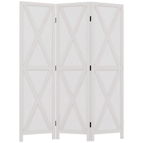 3-Panel Wall Partition, Foldable Wooden Frame 5.6FT, White