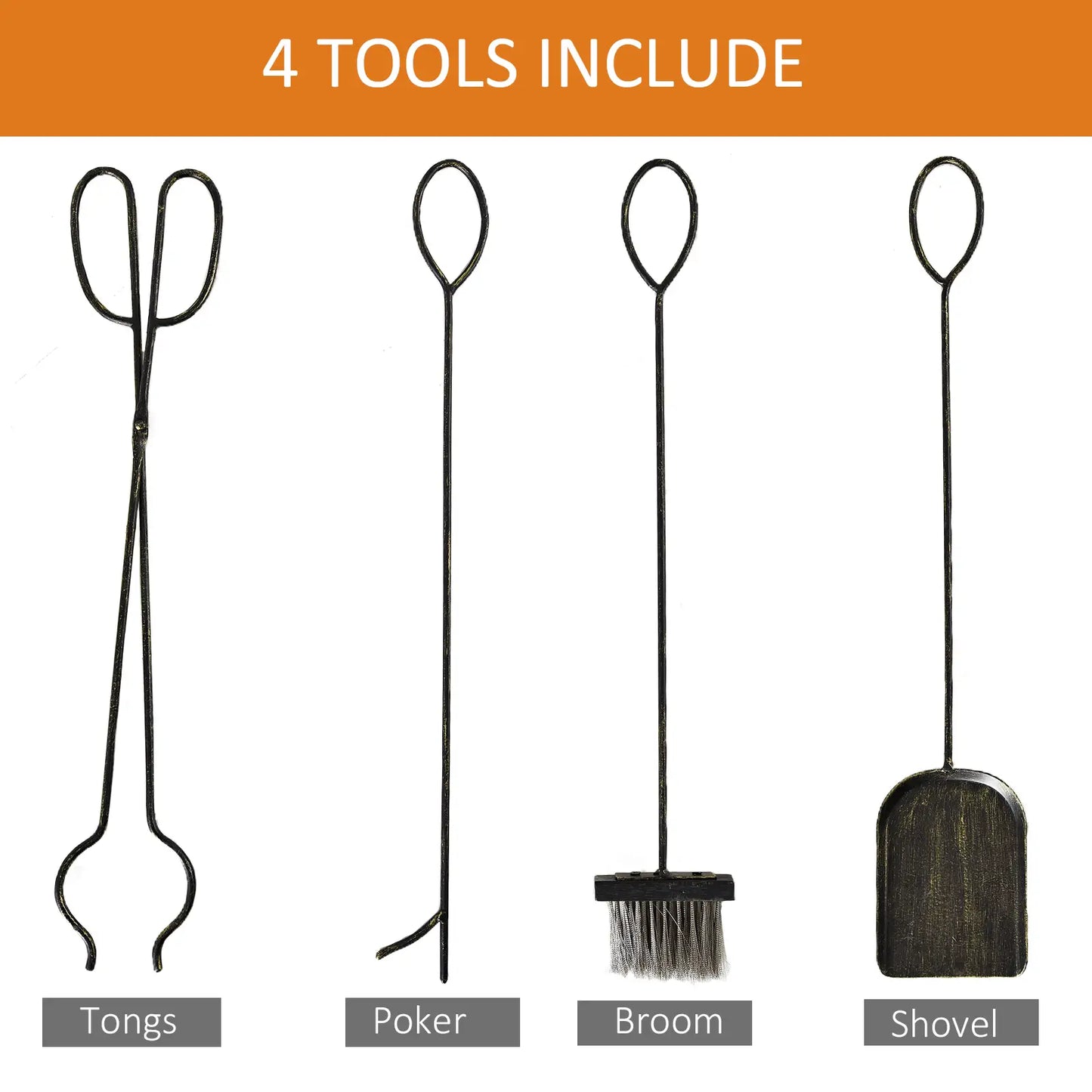 2-Layer Heavy Duty Firewood Rack, 4 Tools, Black and Gold Firewood Racks at Gallery Canada