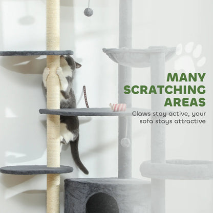 79" Extra Tall Cat Tree, Scratching Posts, Perches, Caves, Hammock, Dark Grey Cat Trees at Gallery Canada
