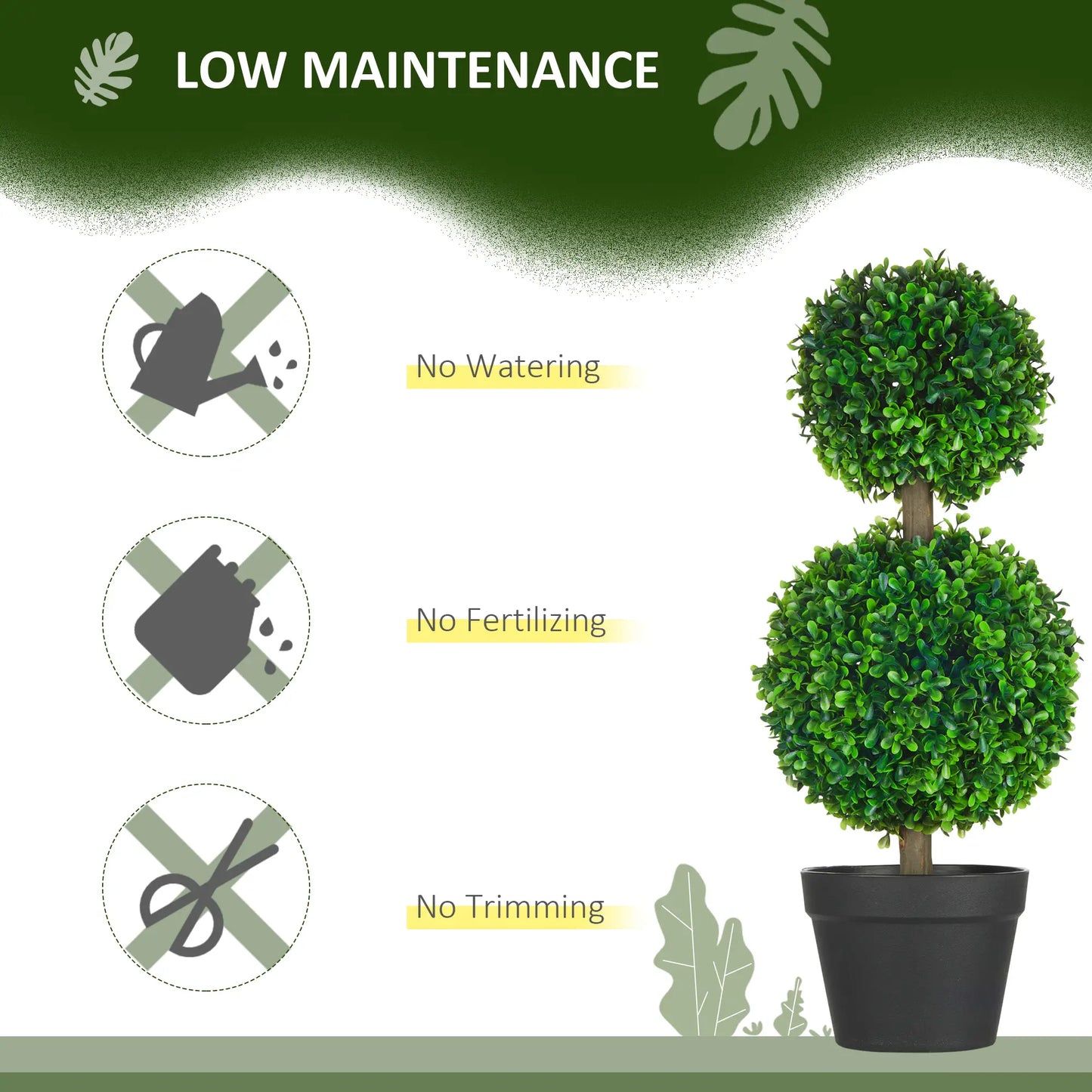 Artificial Boxwood Topiary Tree Set Of 2, Faux Plant In Pot, Green Artificial Trees at Gallery Canada