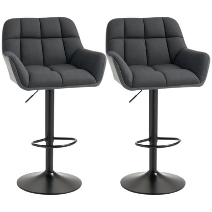 Swivel Barstools Set of 2, Adjustable with Footrest, PU Leather Back, Black, Grey Bar Stools Black, Grey at Gallery Canada