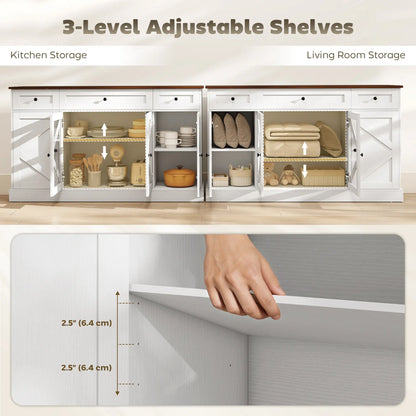 Farmhouse Sideboard Buffet Cabinet, 54", White Wood Grain Storage Cabinets at Gallery Canada