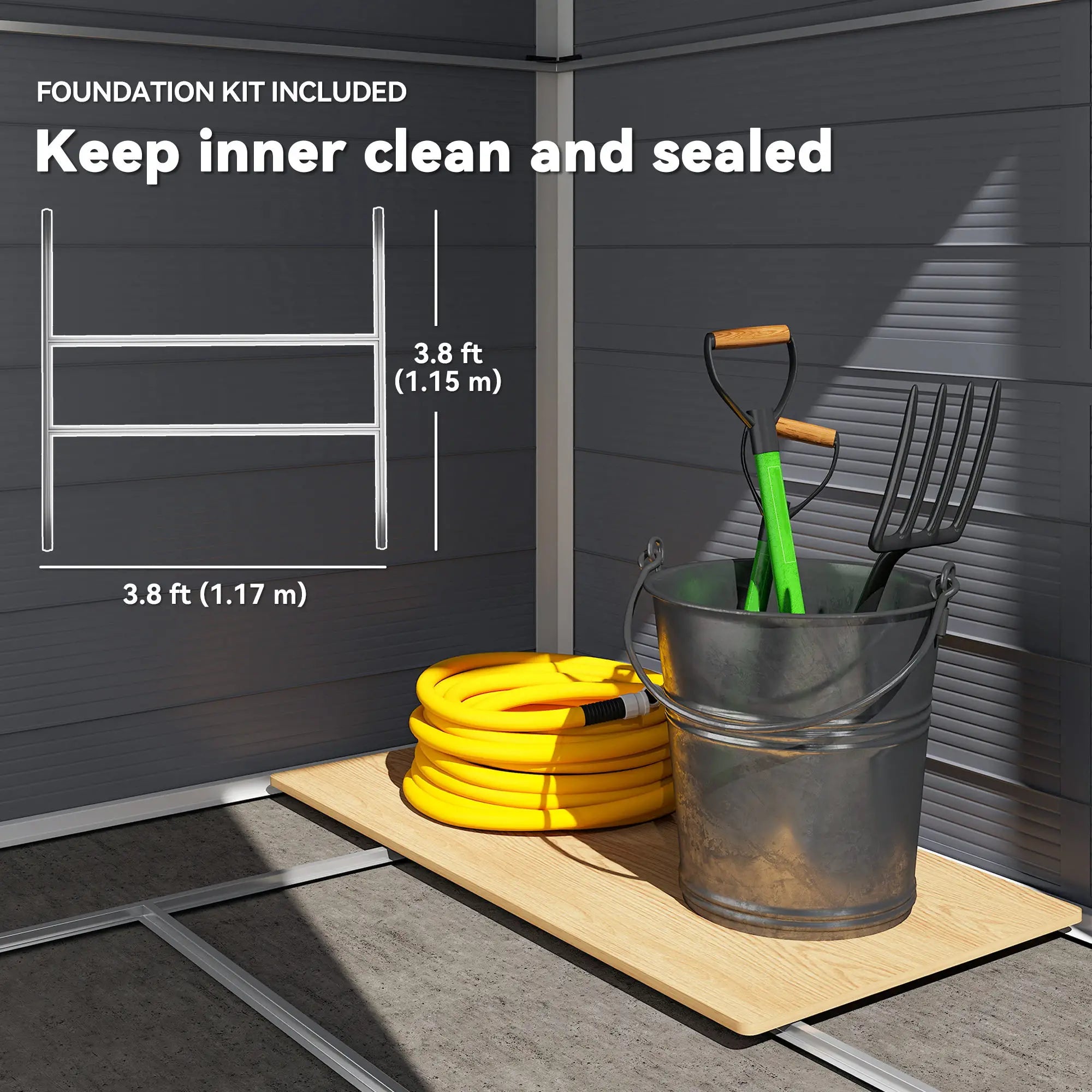 4.5' x 6' Plastic Garden Storage Shed, Latch Door, Vents, Dark Grey Sheds at Gallery Canada