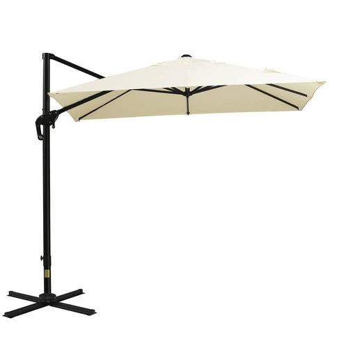 8'x8' Square Patio Umbrella, Outdoor Cantilever Parasol, Cream White