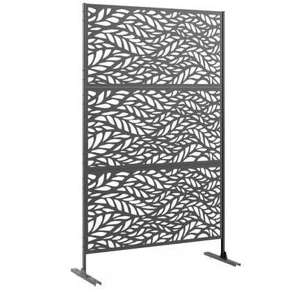 Écran d'intimité extérieur en métal, autoportant, 78" X 48", noir, noir