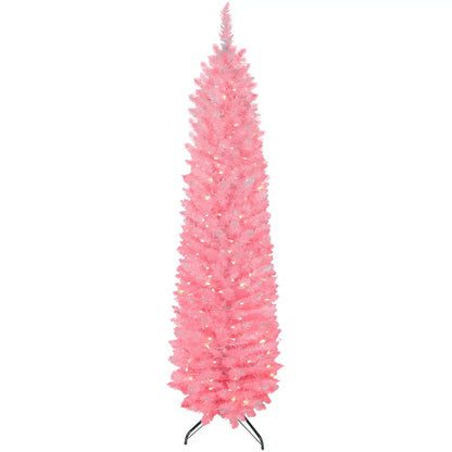 6ft Christmas Tree, Colorful DIY LEDs, Hinged Pencil, Remote, Timer, White Pencil Christmas Trees White at Gallery Canada
